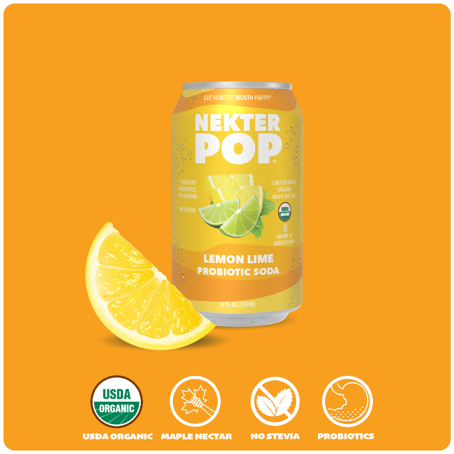 Nekter Pop Lemon-Lime Probiotic Soda 12-Pack