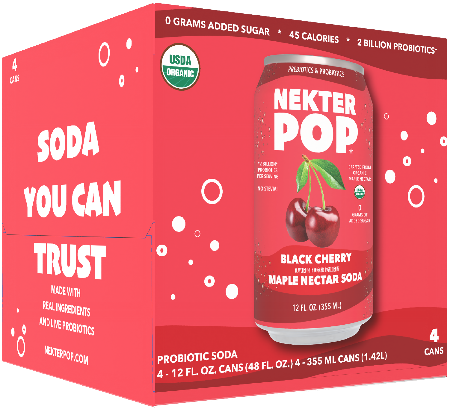 Nekter Pop Black Cherry- Maple Nectar Probiotic Soda 12-Pack