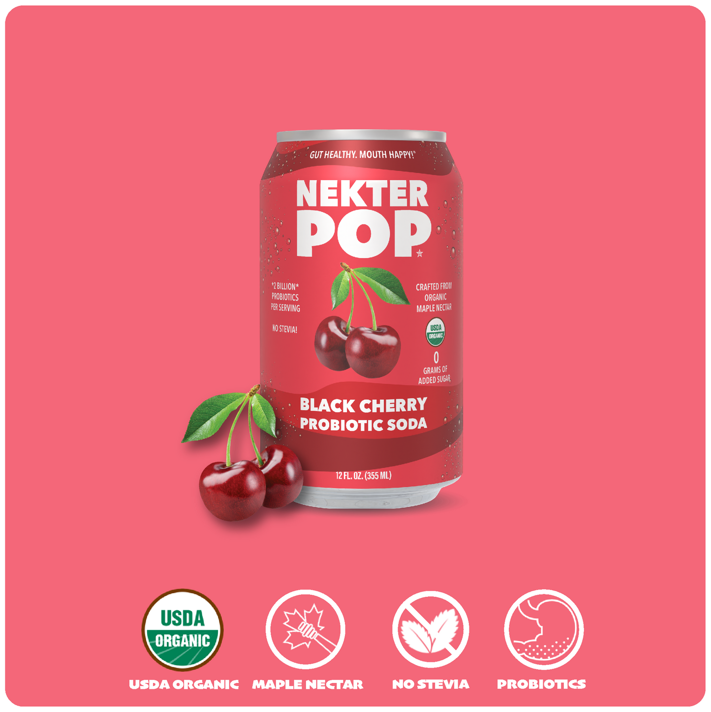 Nekter Pop Cherry-Cola Probiotic Soda 12-Pack
