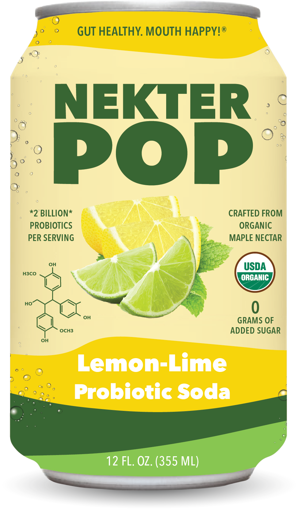 Nekter Pop Lemon-Lime Probiotic Soda 12-Pack