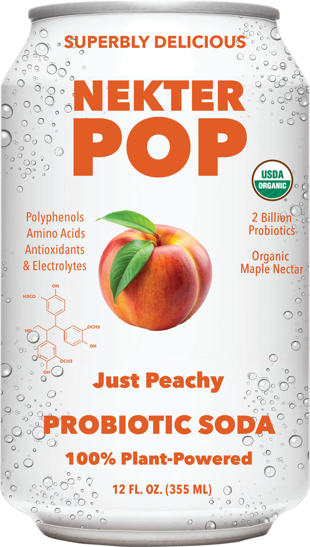 Nekter Pop Just Peachy Probiotic Soda 12-Pack