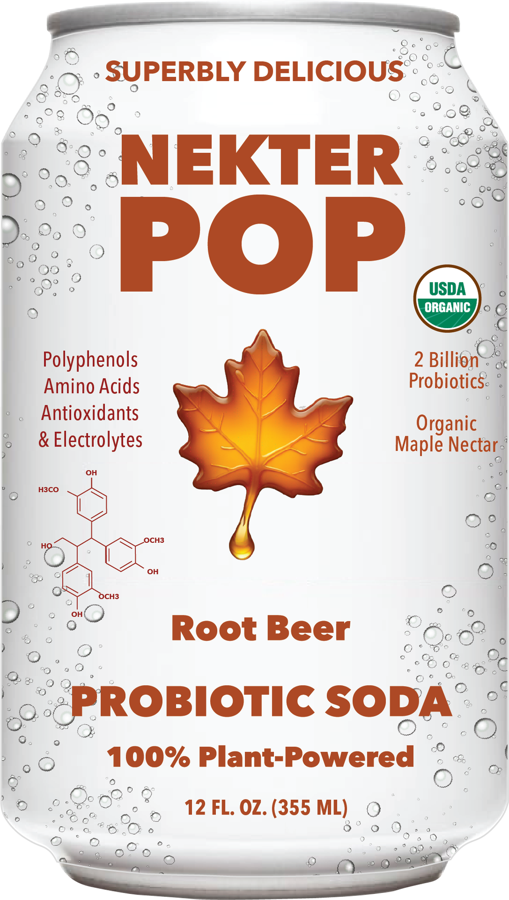 Nekter Pop Maple Root Beer Probiotic Soda 12-Pack