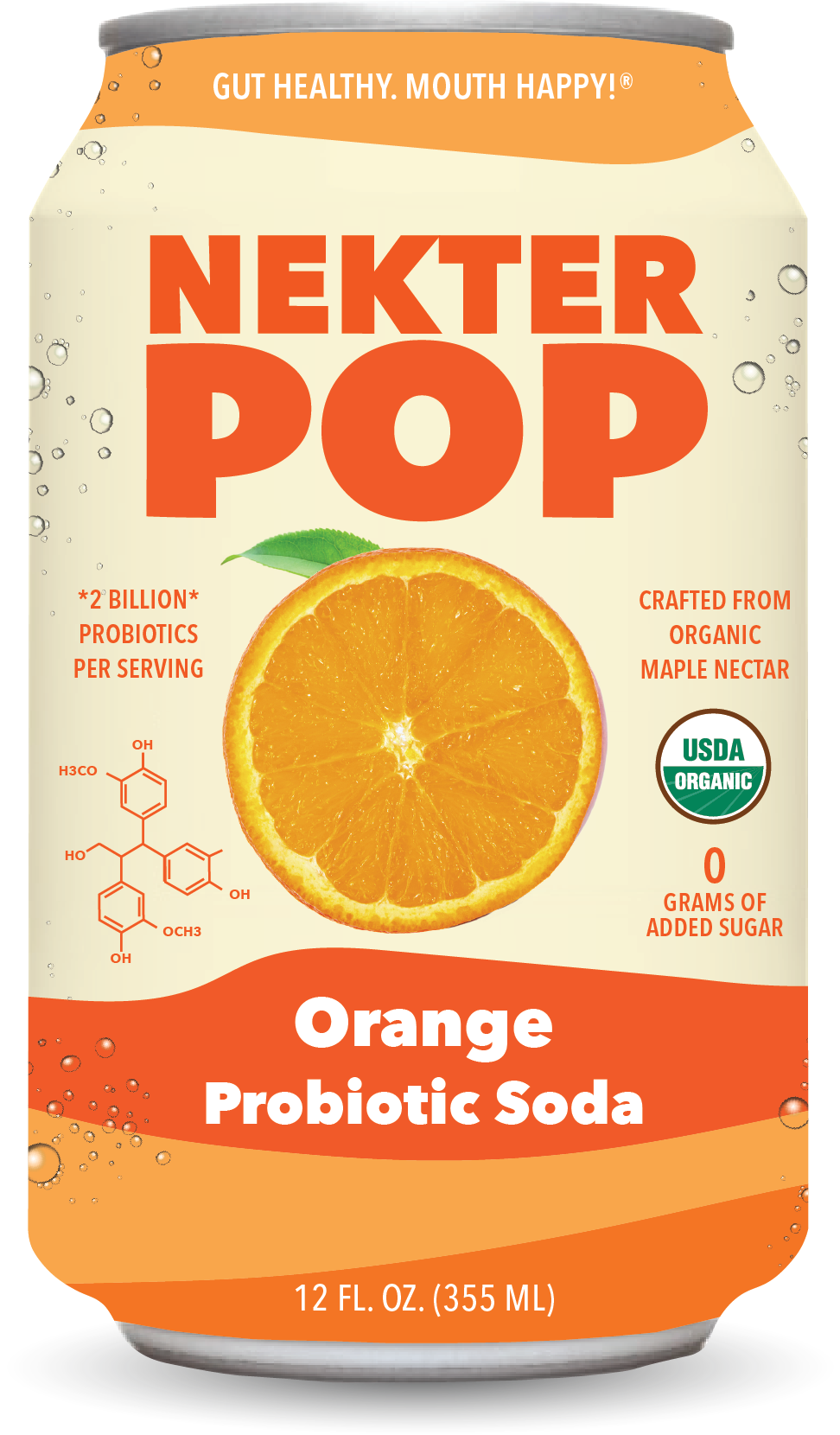 Nekter Pop Orange Probiotic Soda 12-Pack