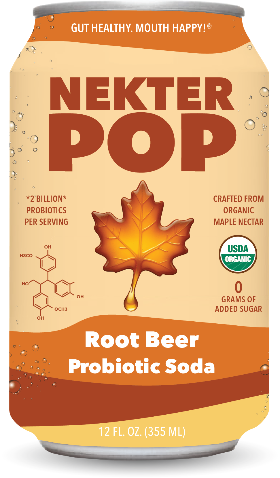 Nekter Pop Maple Root Beer Probiotic Soda 12-Pack